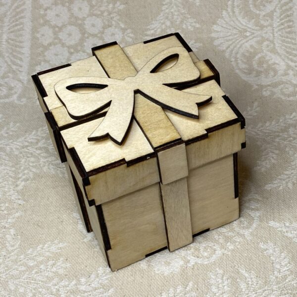 Laser-Cut,Wooden Box with Bow